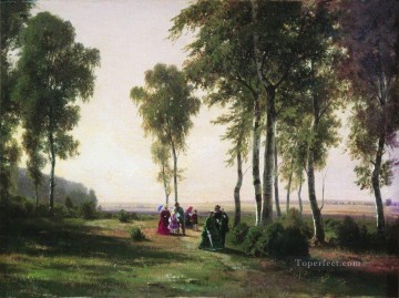 paisaje con gente caminando 1869 Ivan Ivanovich árboles Pinturas al óleo